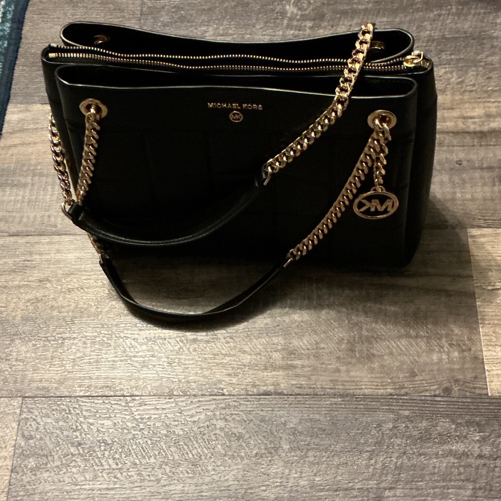 Michael Kors Black Shoulder Bag with Gold Chain